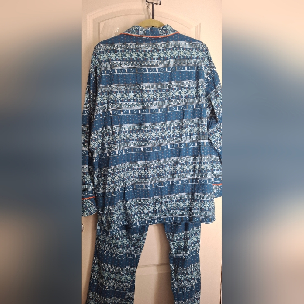 Woolrich Snow Blue Patterned Women's Pajama Set Sz XL Winter Longwear Xmas Basic - Picture 3 of 14